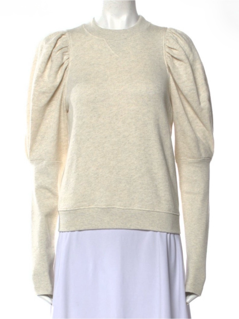 Ulla Johnson Cream Puff-Sleeve Crewneck Sweatshirt